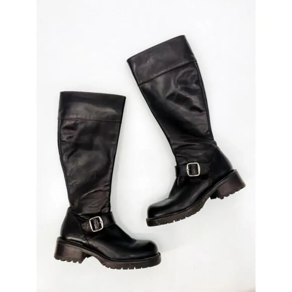 J. Crew Brown leather Chunky‎ Heel Boots